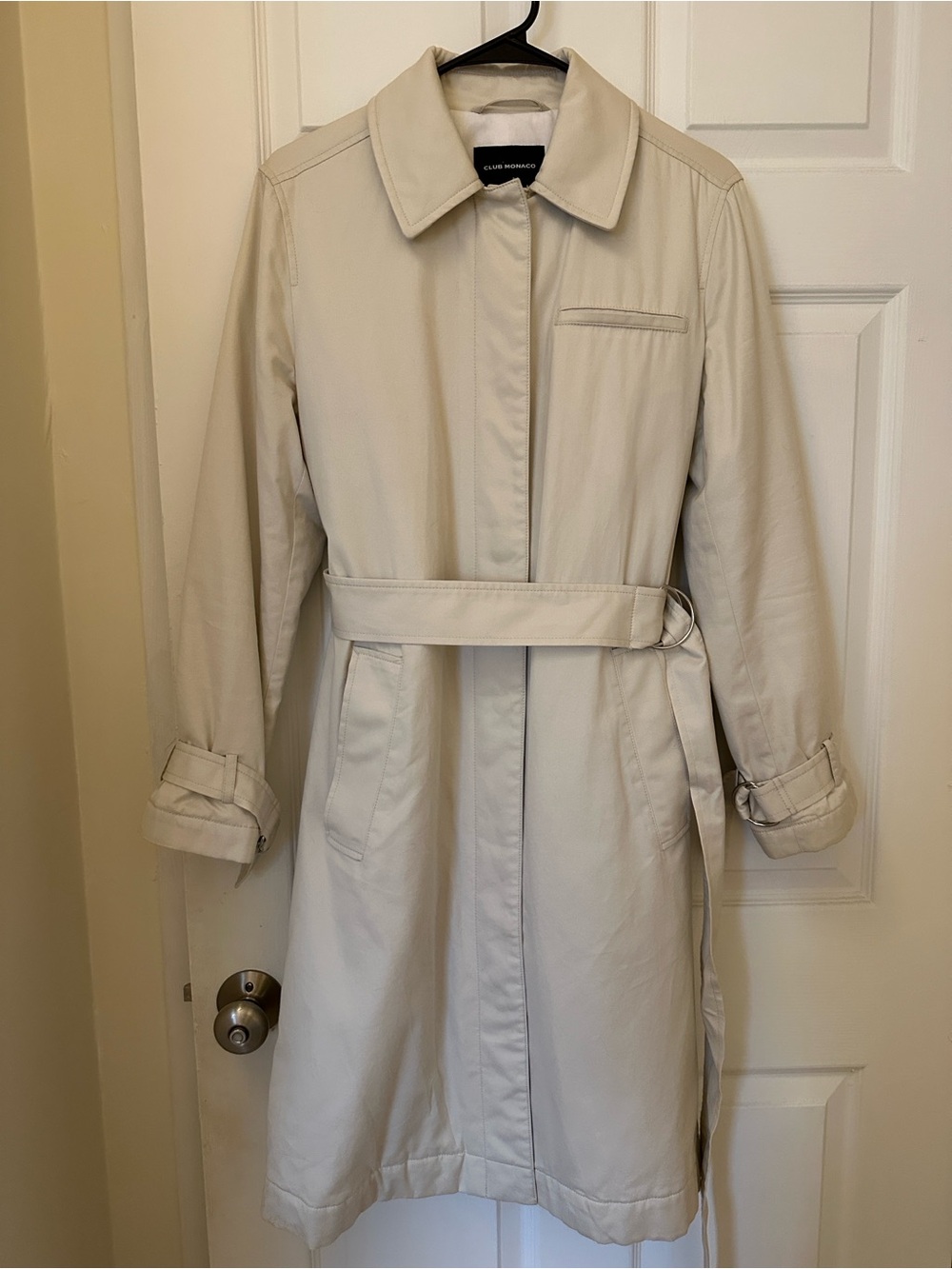 Club Monaco 100%Cotton Padded Trench Coat with Belt